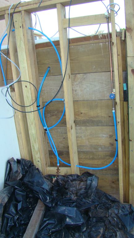 WATER SUPPLY LINES at NEW BULKHEAD for OUTDOOR SHOWER